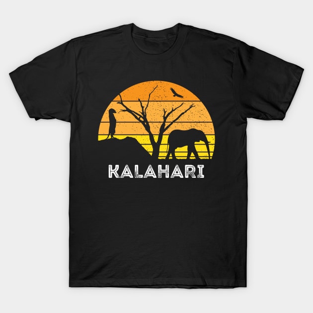 Kalahari Desert Elephant Meerkat Sunset Safari Africa T-Shirt by BraaiNinja